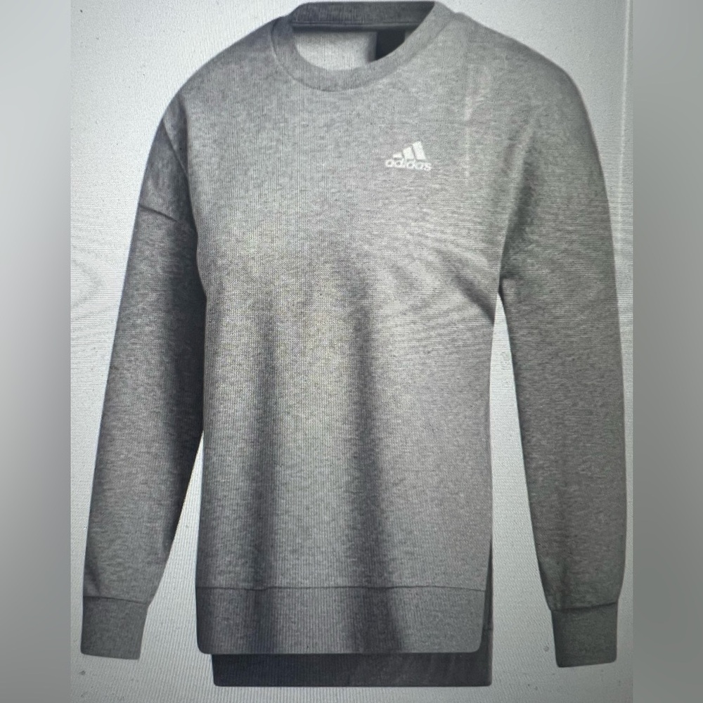 Adidas Women's Gray Heather 3-STRIPES SPLIT HEM CREW SWEATSHIRT SIZE XL